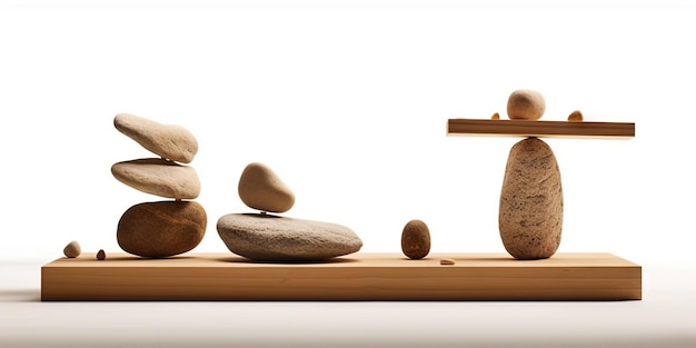 Balancing stones Tower of pebble Zen mediation concept Generative AI