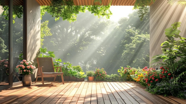 Balcony With Potted Plants and Chair