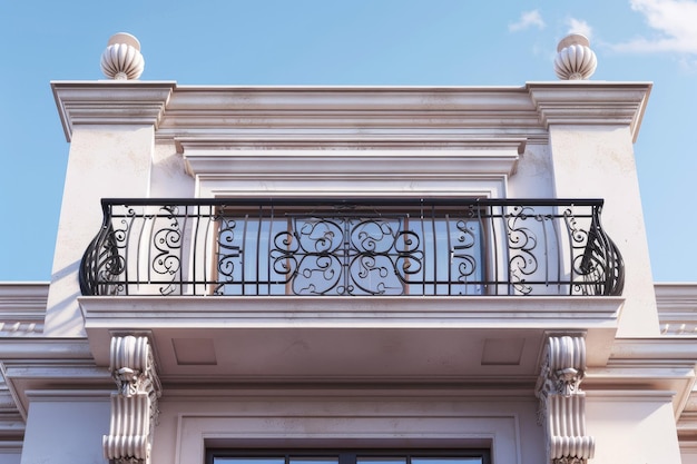 a balcony with railings on a balcony