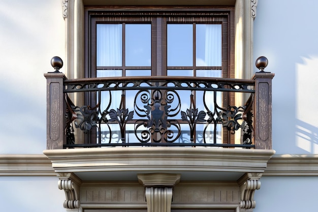 a balcony with railings on a balcony