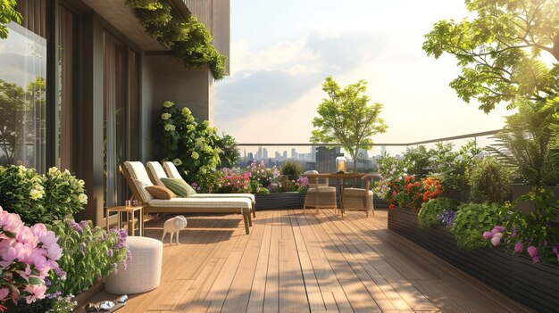 a balcony with a view of the city