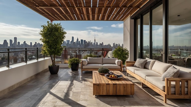 Photo a balcony with a view of the city