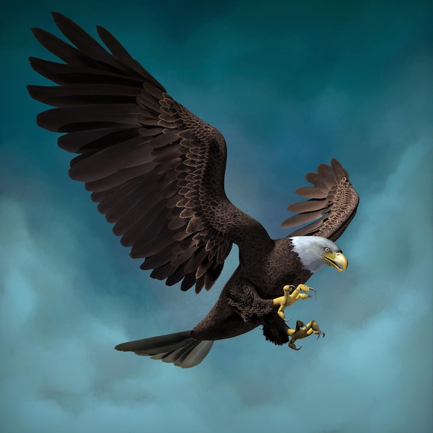 Bald eagle close-up. 3d illustration