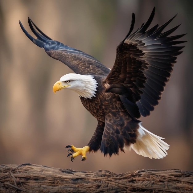 Photo bald eagle flap its wing from