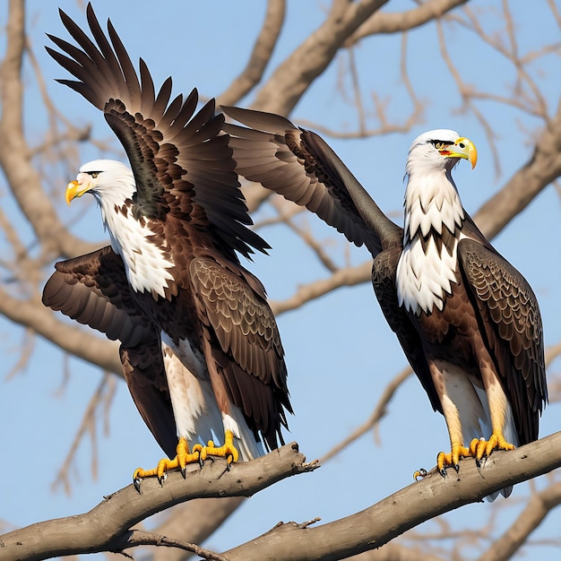 Bald eagle flying draw and paint on white background vector illustration generator by AI