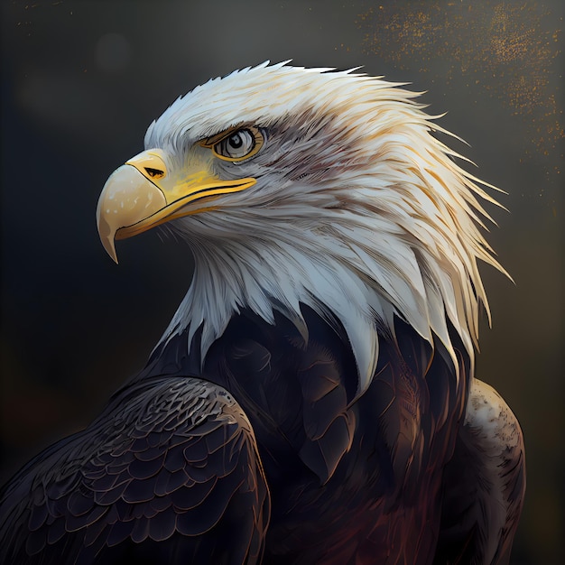 Bald Eagle in front of a dark background 3d rendering