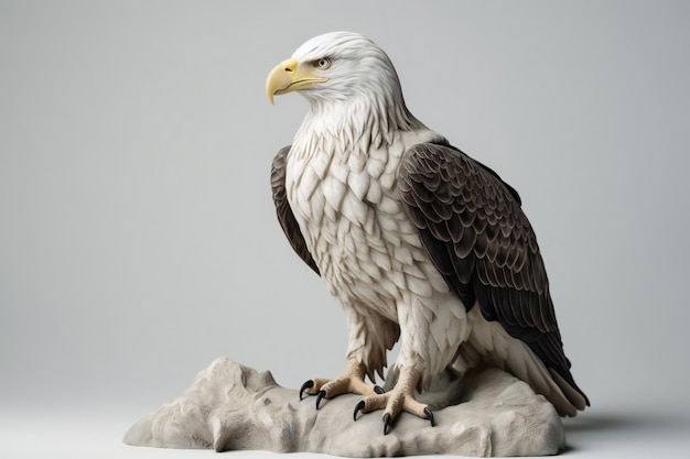 Bald Eagle on gray background studio shot front view