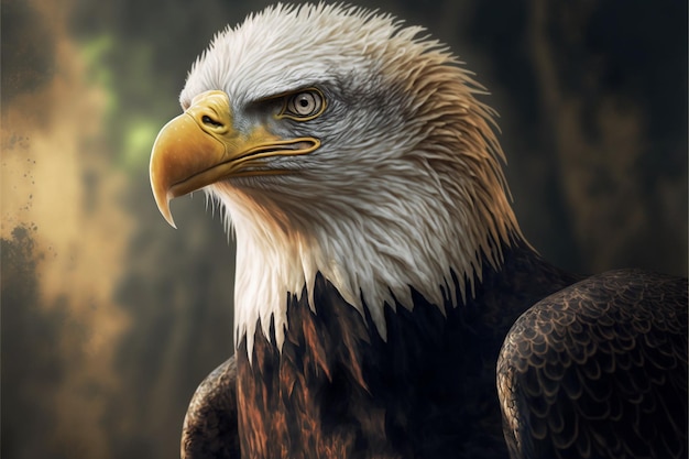 Bald eagle haliaeetus digital portrait creative digital painting