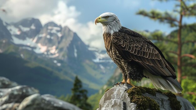 Bald Eagle Perched on Veterans Tombstone