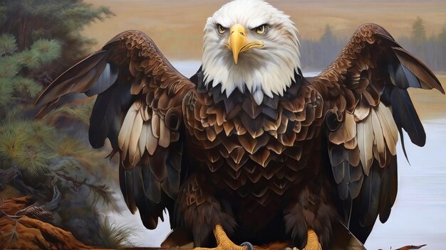 Bald eagle in three piece