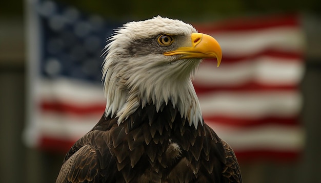 Bald Eagle with the American Flag