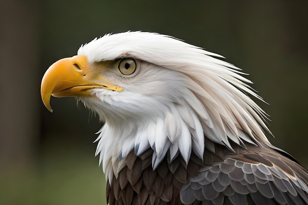 A bald eagle with a flower in its beak