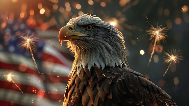 Bald Eagle with Memorial Day Panoramic View