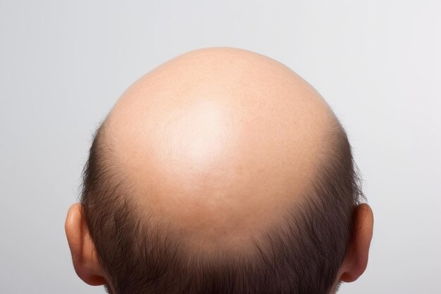 Bald head of man with hair loss is isolated