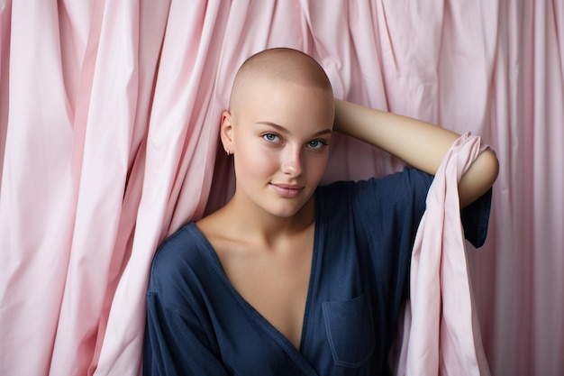 A bald woman fights breast cancer