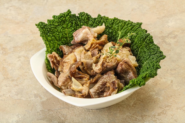 Baled lamb meat in the bowl