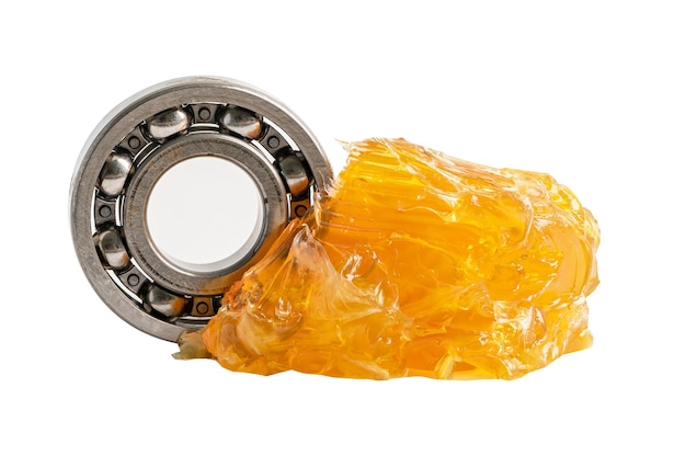 Ball bearing stainless with grease lithium machinery lubrication for automotive and industrial isolated on white background with clipping path