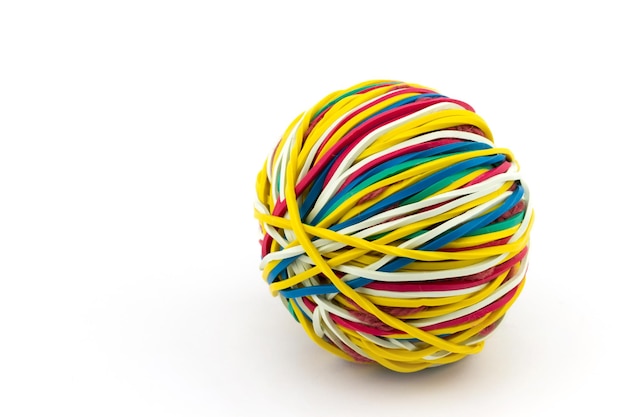 A ball of colored rubber bands