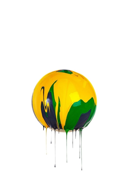 Ball covered with paint