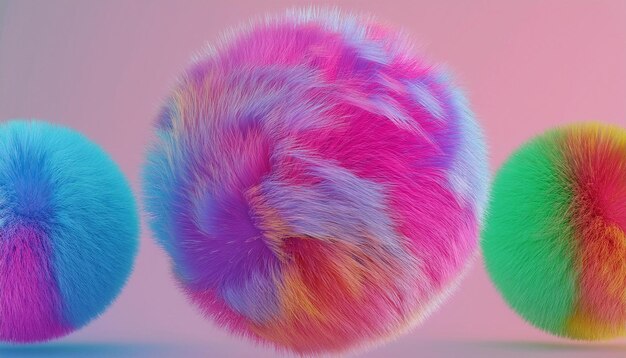 Photo a ball of fur that is pink and purple