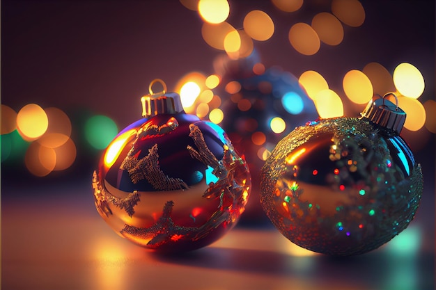 Ball merry christmas 3d render bokeh background