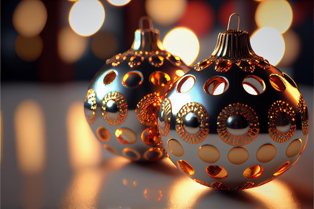 Ball merry christmas 3d render bokeh background