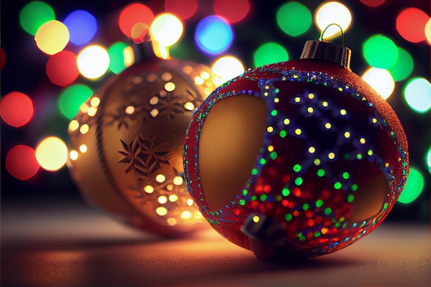 Ball merry christmas 3d render bokeh background