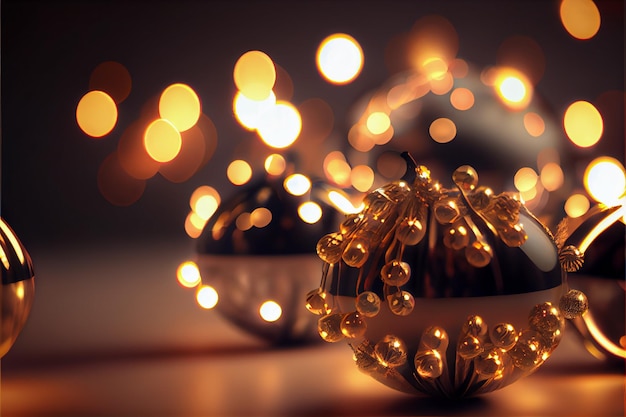 Ball merry christmas 3d render bokeh background