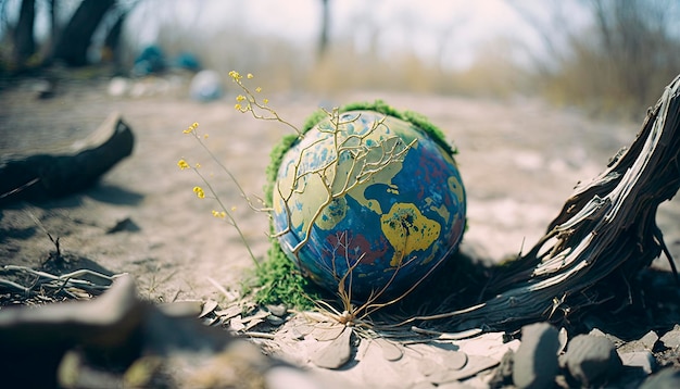 A ball in the middle of the grass