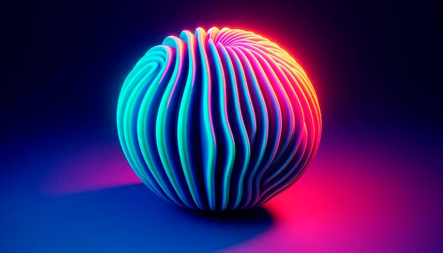 a ball of neon lights is lit up with a purple background