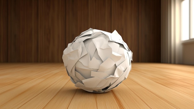 a ball of paper that has a piece of paper on it