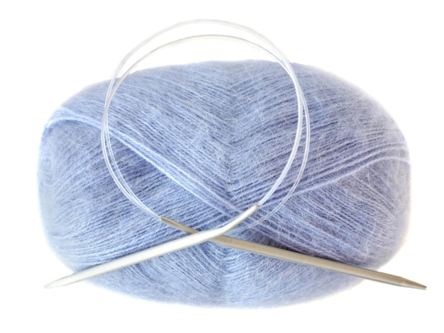 Ball of threads of blue color