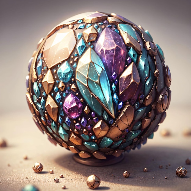 A ball with a lot of gems on it