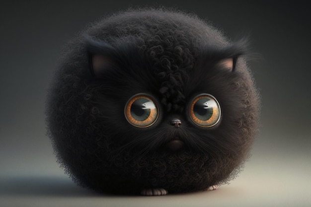 ball with short fur cute eyes black