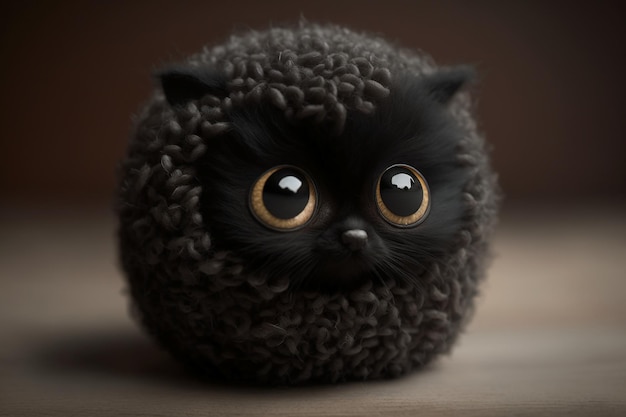 ball with short fur cute eyes black