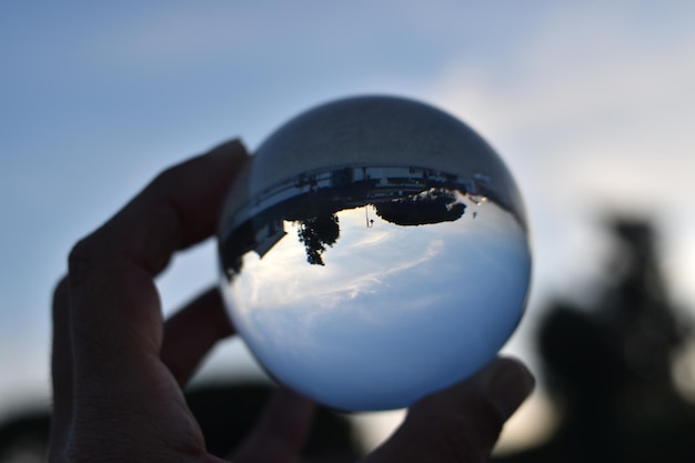 A ball with the sky in it