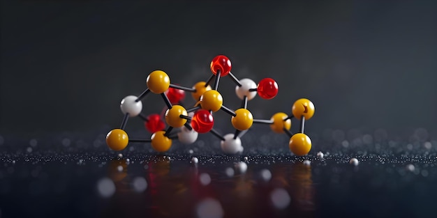 Photo ballandstick model of saccharin molecule concept chemical structure saccharin molecular model chemistry saccharin molecule