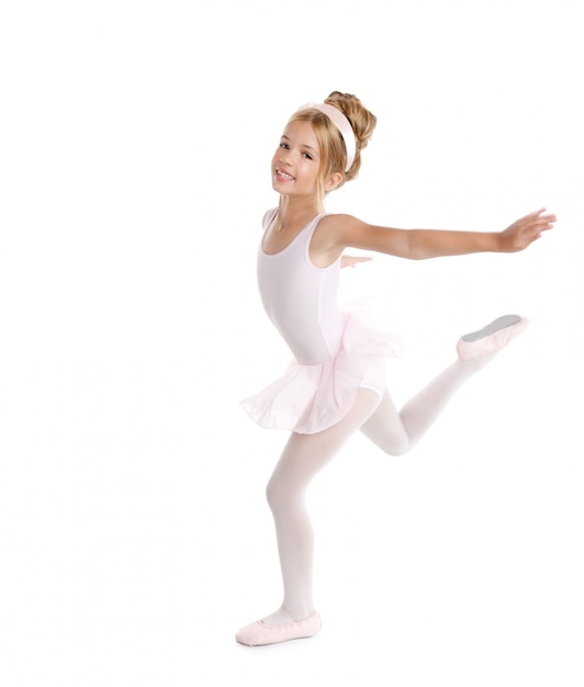 Ballerina little ballet children dancer dancing on white