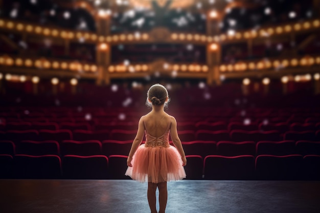 Ballerina small girl theater stage Generate Ai