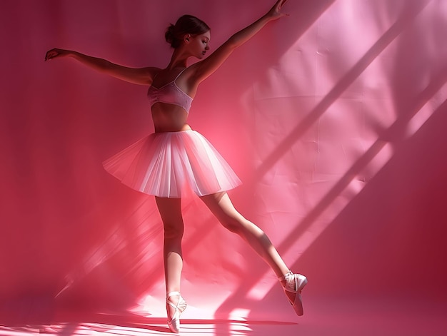 Ballet Dancer Shadow as Silhouette Cast on Wall Graceful and Creative Photo Of Elegant Background