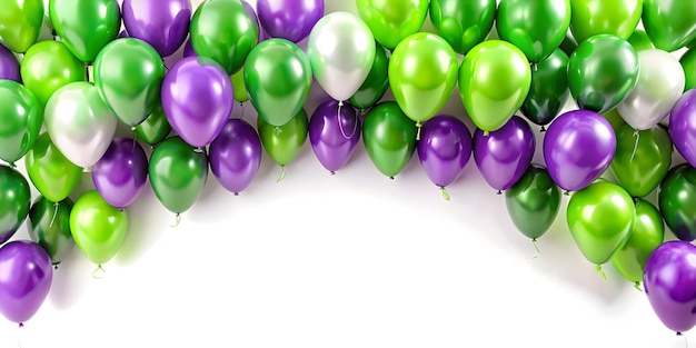 balloon banner green purple border on white background