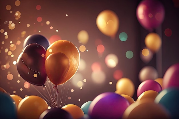 Balloon Birthday Holiday Background Illustration Generative AI