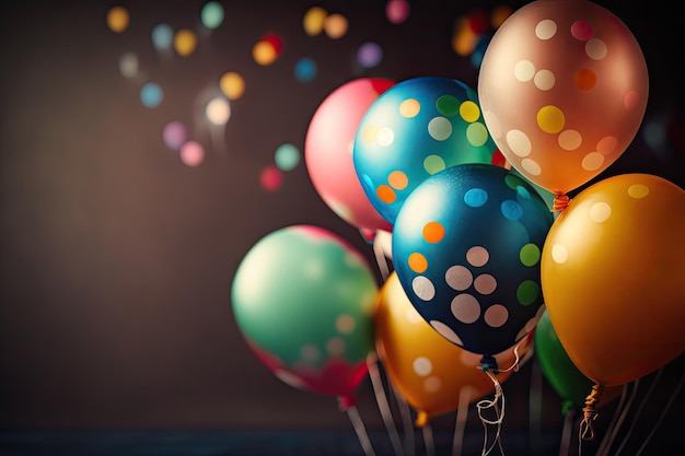 Balloon Birthday Holiday Background Illustration Generative AI