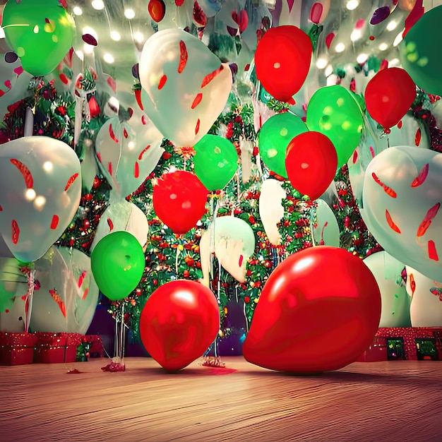 Balloon christmas birthday xmas happy green tree shine