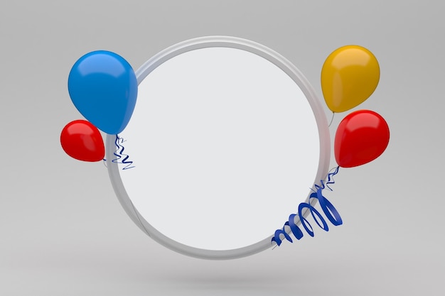 Balloon Circular Frame Front Side In Grey Background