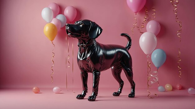 Photo balloon in the form of a dog on a pink background