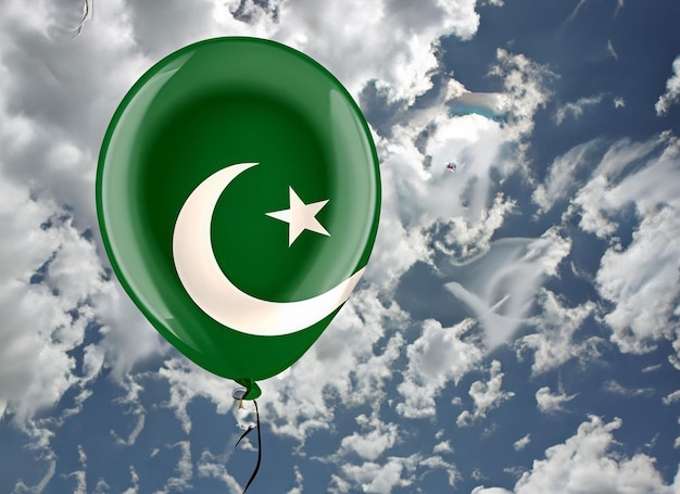 Balloon with Pakistan flag in the shape of heart 3D rendering