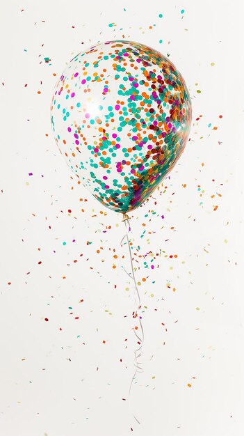 Photo balloons are floating in the air with confetti sprinkles