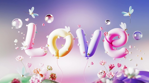 Photo balloons and balloons with the word love on them