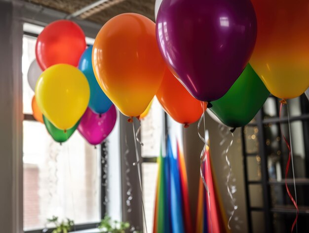 Balloons in the colors of the rainbow generative ai